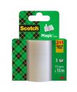 Scotch Magic Pack de 3 Cintas Adhesivas Invisible - 19mm x 15m - Promocion 2 Unidades + 1 Gratis - Color Transparente