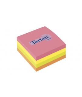 Tartan Cubo de 400 Notas Adhesivas Reposicionables - Colores Neon - 76x76mm - 100% PEFC - Colores Surtidos