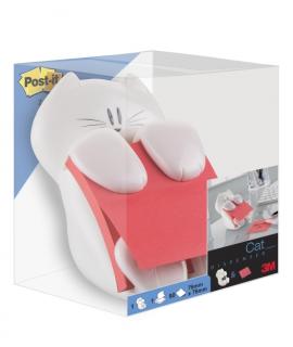 Post-It Super Sticky Dispensador con Bloc de 90 Z-Notas Adhesivas - Dispensador Gato - Forma Cuadrada - 76x76mm - Color Blanco