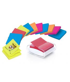 Post-It Super Sticky Dispensador con 12 Blocs de 90 Z-Notas - Dispensador Pro - Forma Cuadrada - 76x76mm - Color Blanco