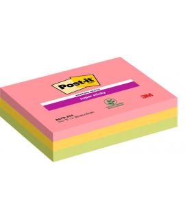 Post-It Super Sticky Pack de 3 Blocs de 70 Notas para Reuniones Adhesivas Reposicionables - 203x153mm - Colores Surtidos