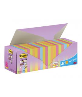 Post-It Super Sticky Pack de 24 Blocs de 90 Notas Adhesivas Reposicionables - Forma Cuadrada - 76x76mm - en Zig-Zag - Colores Su