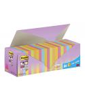 Post-It Super Sticky Pack de 24 Blocs de 90 Notas Adhesivas Reposicionables - Forma Cuadrada - 76x76mm - en Zig-Zag - Colores Su