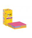 Post-It Super Sticky Pack de 16 Blocs de 90 Notas Adhesivas Reposicionables - 76x76mm - 100% PEFC - Colores Surtidos