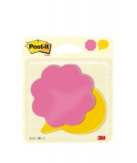 Post-It Pack de 2 Blocs de 30 Notas Forma Troquelada Flor - 72.5x72.5mm - 100% PEFC - Colores Surtidos