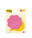 Post-It Pack de 2 Blocs de 30 Notas Forma Troquelada Flor - 72.5x72.5mm - 100% PEFC - Colores Surtidos