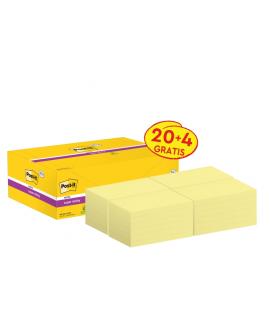 Post-It Super Sticky Pack de 24 Blocs de 90 Pack de 24 Blocs de 90 Notas Adhesivas Reposicionables - 76x127mm - Color Amarillo C