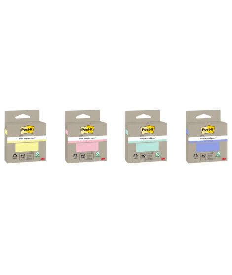 Post-It Bloc de 100 Notas Adhesivas Recicladas - Forma Cuadrada - Colores Surtidos
