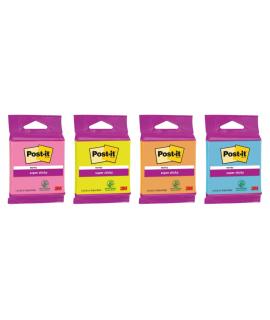 Post-It Super Sticky Bloc de 45 Notas Adhesivas Reposicionables - Forma Cuadrada - 76x76mm - Colores Surtidos