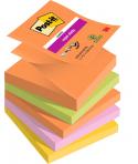 Post-It Super Sticky Pack de 5 Blocs de 90 Notas Adhesivas Reposicionables - Forma Cuadrada - 76x76mm - en Zig-Zag - Colores Sur