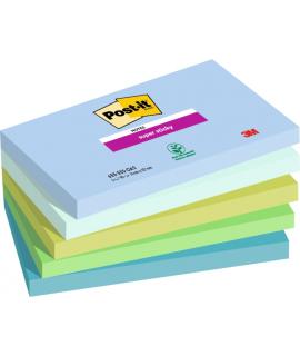 Post-It Super Sticky Pack de 5 Blocs de 90 Notas Adhesivas Reposicionables - Forma Rectangular - 127x76mm - Colores Surtidos