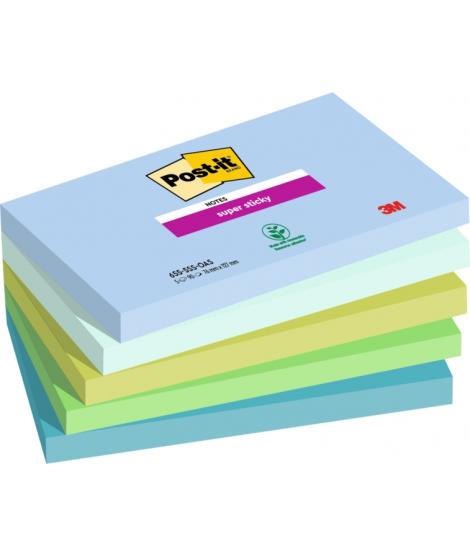 Post-It Super Sticky Pack de 5 Blocs de 90 Notas Adhesivas Reposicionables - Forma Rectangular - 127x76mm - Colores Surtidos