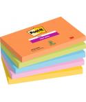 Post-It Super Sticky Pack de 5 Blocs de 90 Notas Adhesivas Reposicionables - Forma Rectangular - 127x76mm - Colores Surtidos