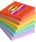 Post-It Super Sticky Pack de 6 Blocs de 90 Notas Adhesivas Reposicionables - Forma Cuadrada - 76x76mm - Colores Surtidos