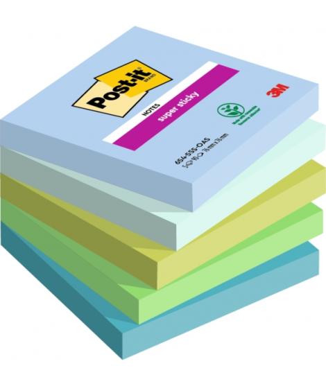 Post-It Super Sticky Pack de 5 Blocs de 90 Notas Adhesivas Reposicionables - Forma Cuadrada - 76x76mm - Colores Surtidos