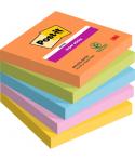Post-It Super Sticky Pack de 5 Blocs de 90 Notas Adhesivas Reposicionables - Forma Cuadrada - 76x76mm - Colores Surtidos