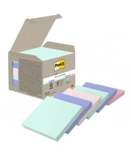 Post-It Pack de 6 Blocs de 100 Notas Adhesivas Recicladas - Forma Cuadrada - 76x76mm - Colores Surtidos