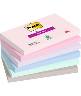 Post-It Super Sticky Pack de 6 Blocs de 90 Notas Adhesivas Reposicionables - Forma Rectangular - 127x76mm - Colores Surtidos
