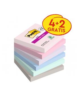 Post-It Super Sticky Pack de 6 Blocs de 90 Notas Adhesivas Reposicionables - Forma Cuadrada - 76x76mm - Color Gris