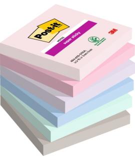 Post-It Super Sticky Pack de 6 Blocs de 90 Notas Adhesivas Reposicionables - Forma Cuadrada - 76x76mm - Colores Surtidos