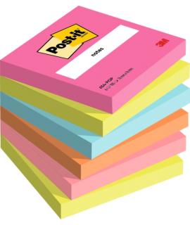 Post-It Pack de 6 Blocs de 100 Notas Adhesivas Reposicionables - Forma Cuadrada - 76x76mm - Colores Surtidos