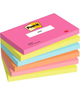 Post-It Pack de 6 Blocs de 100 Notas Adhesivas Reposicionables - Forma Rectangular - 127x76mm - Colores Surtidos