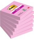 Post-It Super Sticky Pack de 6 Blocs de 90 Notas Adhesivas Reposicionables - 76x76mm - 100% PEFC - Color Rosa