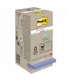 Post-It Pack de 16 Blocs de 100 Notas Adhesivas Recicladas - Forma Cuadrada - 76x76mm - Colores Surtidos
