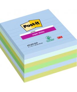 Post-It Super Sticky Pack de 6 Blocs de 90 Notas Adhesivas Reposicionables - Forma Cuadrada - 101x101mm - Colores Surtidos