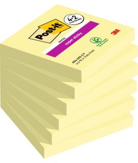 Post-It Super Sticky Pack de 6 Blocs de 90 Notas Adhesivas Reposicionables - 76x76mm - Promocion 4 Blocs + 2 Gratis - Color Amar