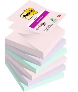 Post-It Super Sticky Pack de 6 Blocs de 90 Notas Adhesivas Reposicionables - Forma Cuadrada - 76x76mm - en Zig-Zag - Colores Sur