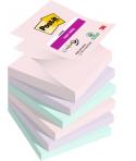 Post-It Super Sticky Pack de 6 Blocs de 90 Notas Adhesivas Reposicionables - Forma Cuadrada - 76x76mm - en Zig-Zag - Colores Sur
