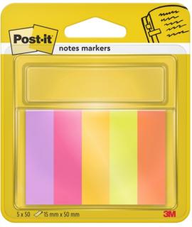 Post-It Pack de 5 Blocs de 50 Marcadores Reposicionables - Forma Rectangular - Colores Surtidos