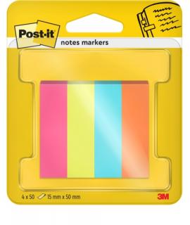 Post-It Pack de 4 Blocs de 50 Marcadores Reposicionables - Forma Rectangular - Colores Surtidos