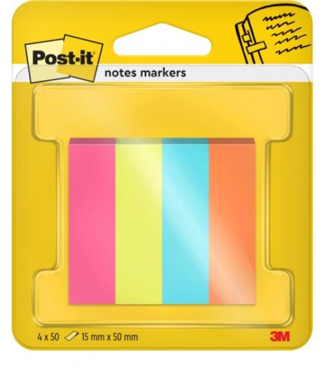 Post-It Pack de 4 Blocs de 50 Marcadores Reposicionables - Forma Rectangular - Colores Surtidos