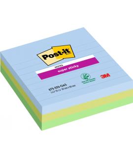 Post-It Super Sticky Pack de 3 Blocs de 70 Notas Adhesivas Reposicionables - Forma Cuadrada - 101x101mm - Colores Surtidos