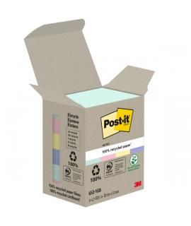 Post-It Pack de 6 Blocs de 100 Notas Adhesivas Recicladas - Forma Rectangular - 51x51mm - Colores Surtidos