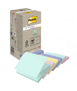 Post-It Pack de 16 Blocs de 100 Z-Notas Adhesivas Recicladas - Forma Cuadrada - 76x76mm - Colores Surtidos
