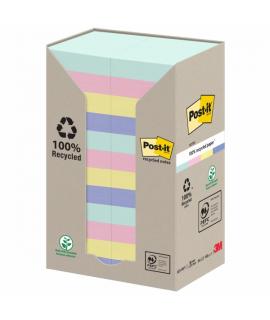 Post-It Pack de 24 Blocs de 100 Notas Adhesivas Recicladas - Forma Rectangular - 51x51mm - Colores Surtidos