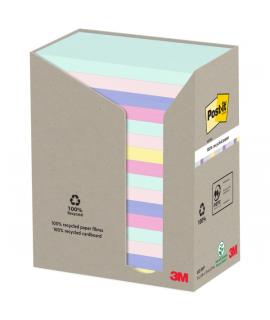 Post-It Pack de 16 Blocs de 100 Notas Adhesivas Recicladas - Forma Rectangular - 127x76mm - Colores Surtidos