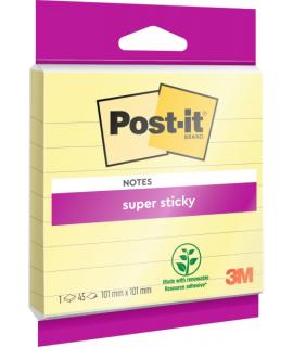 Post-It Super Sticky Bloc de 45 Notas Adhesivas Reposicionables - Forma Cuadrada - 101x101mm - Color Amarillo Claro