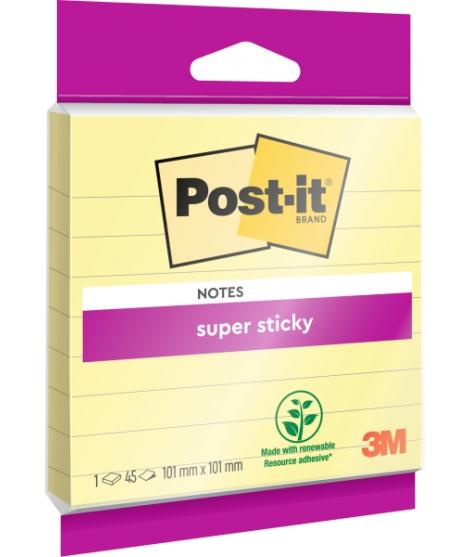 Post-It Super Sticky Bloc de 45 Notas Adhesivas Reposicionables - Forma Cuadrada - 101x101mm - Color Amarillo Claro