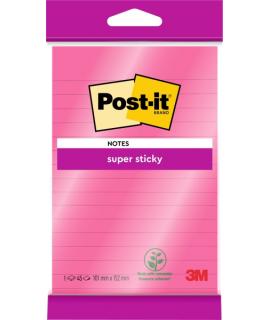 Post-It Super Sticky Bloc de 45 Notas Adhesivas Reposicionables - Forma Rectangular - 101x152mm - Color Rosa