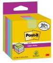 Post-It Super Sticky Cubo de 300 Notas Adhesivas Reposicionables - 76x76mm - 100% PEFC - Colores Surtidos