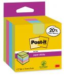 Post-It Super Sticky Cubo de 300 Notas Adhesivas Reposicionables - 76x76mm - 100% PEFC - Colores Surtidos