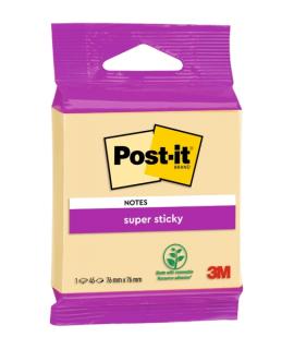 Post-It Super Sticky Bloc de 45 Notas Adhesivas Reposicionables - Forma Cuadrada - 76x76mm - Color Amarillo Claro