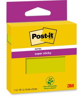 Post-It Super Sticky Pack de Hojas/Bloc, 1 Bloc de 90 Notas Adhesivas Reposicionables - 76x76mm - Color Verde