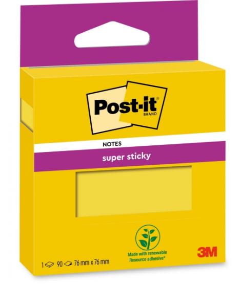 Post-It Super Sticky Bloc de 90 Notas Adhesivas Reposicionables - 76x76mm - 100% PEFC - Color Amarillo