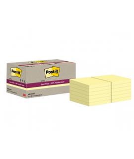 Post-It Super Sticky Pack de 12 Blocs de 70 Notas Adhesivas Recicladas - Forma Cuadrada - 47.6x47.6mm - Color Amarillo Claro