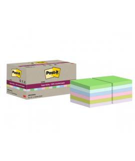 Post-It Super Sticky Pack de 12 Blocs de 70 Notas Adhesivas Recicladas - Forma Cuadrada - 47.6x47.6mm - Colores Surtidos